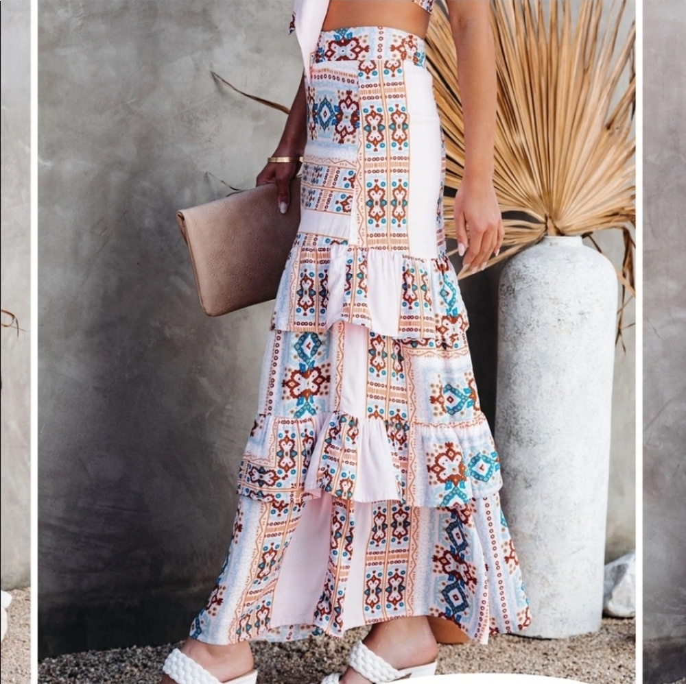 VICI DOLLS Koko Mason Cottage Praire Maxi Skirt layered Ruffles L